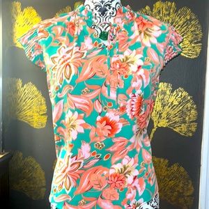 Flowery silk like blouse